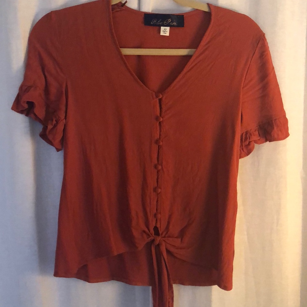 Cropped button down blouse
